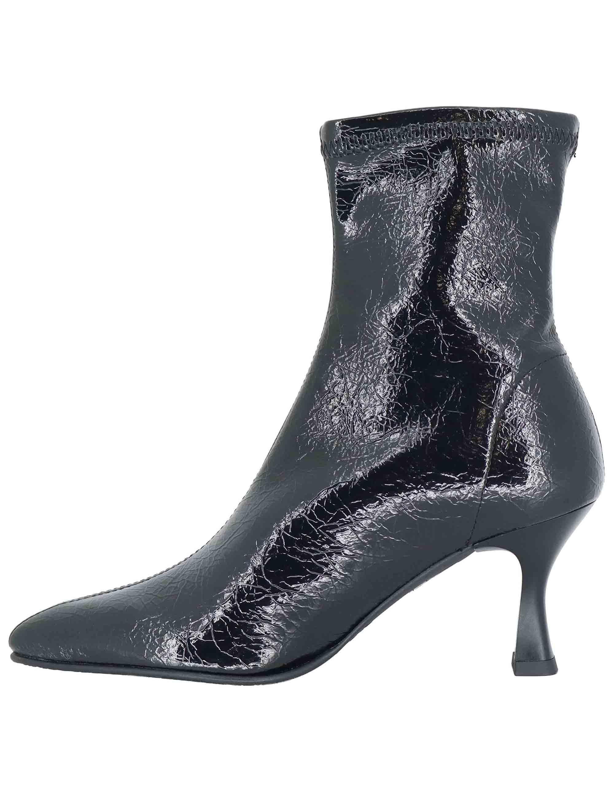 Stivaletti donna in tessuto elasticizzato nero con tacco alto e punta a punta 78042-56 05 Miss Elastic 