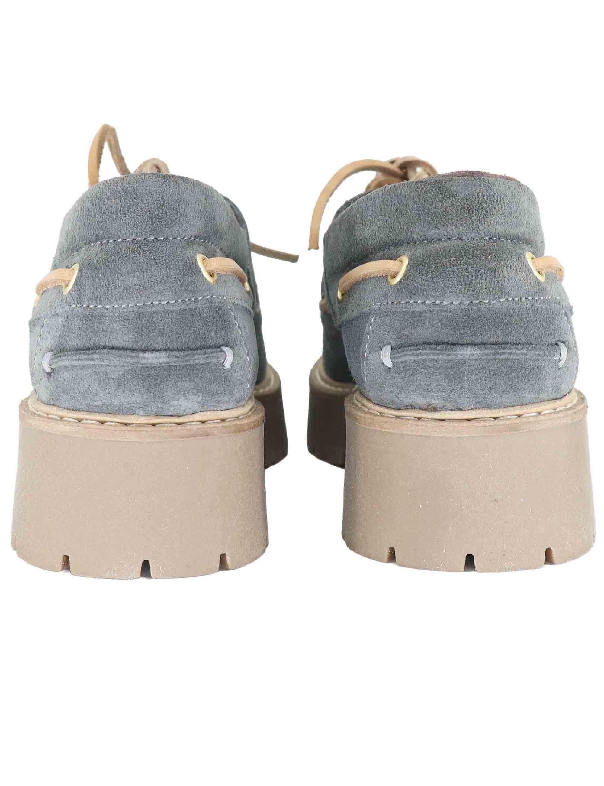 Stringate donna in crosta grigia con suola carrarmato SP20 015 Spatarella 