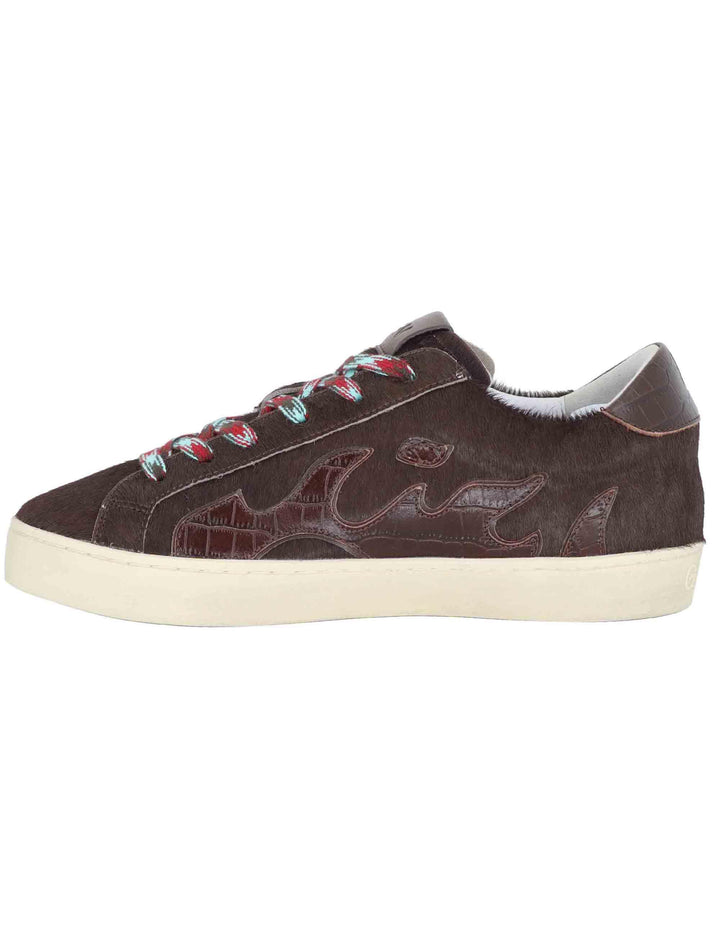 Sneakers donna in pelle marrone con logo in pelle D0017S90 90 Gamin 
