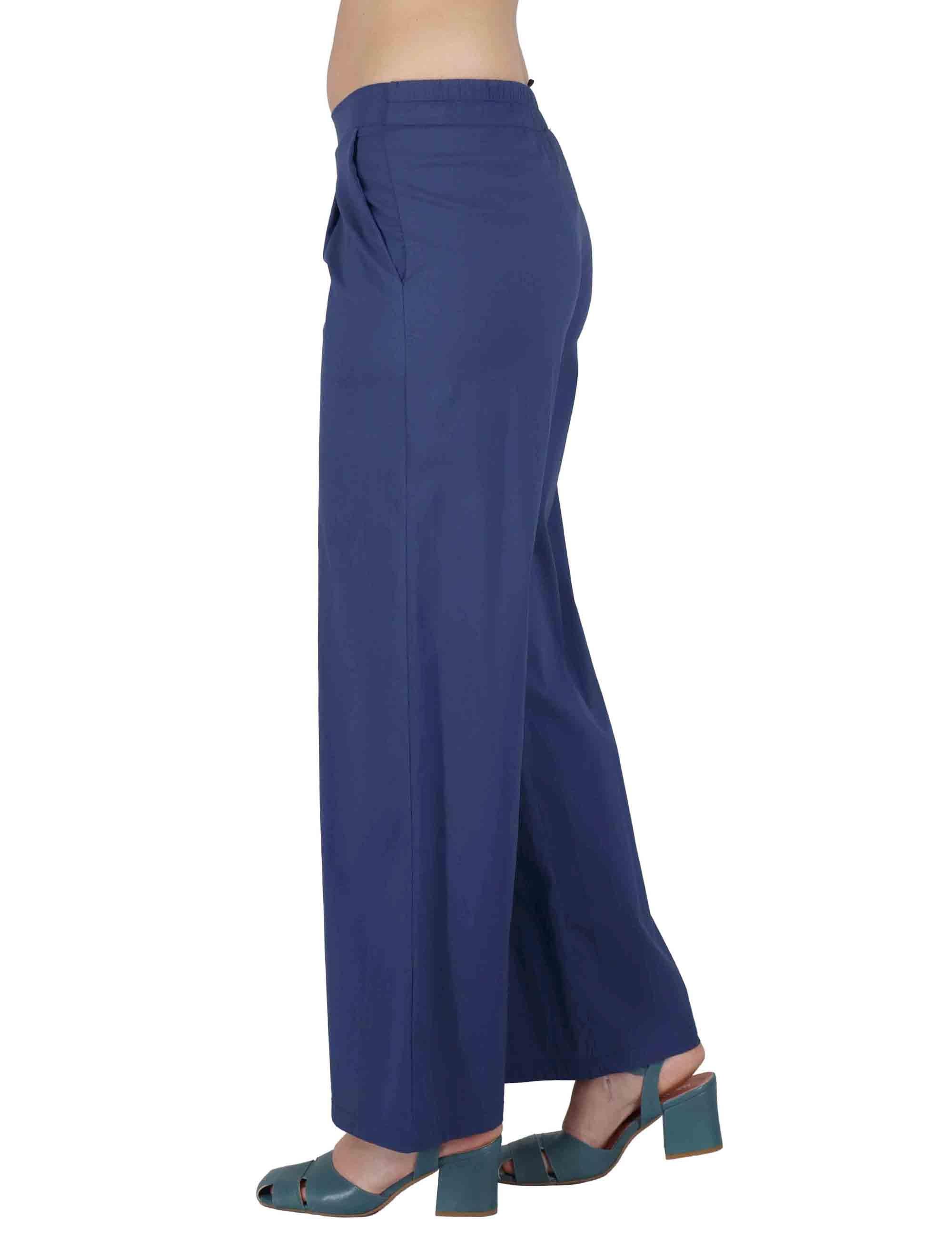 Pantaloni donna Fluid Pants in cotone stretch blu con pences JABPN0001-F1275-1240 6008 Justmine 