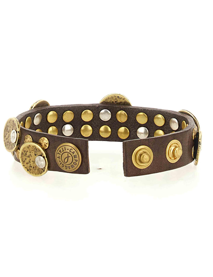 Bracciali donna in pelle marrone con borchie e fibbe C024010ND X3010 C1501 Campomaggi 