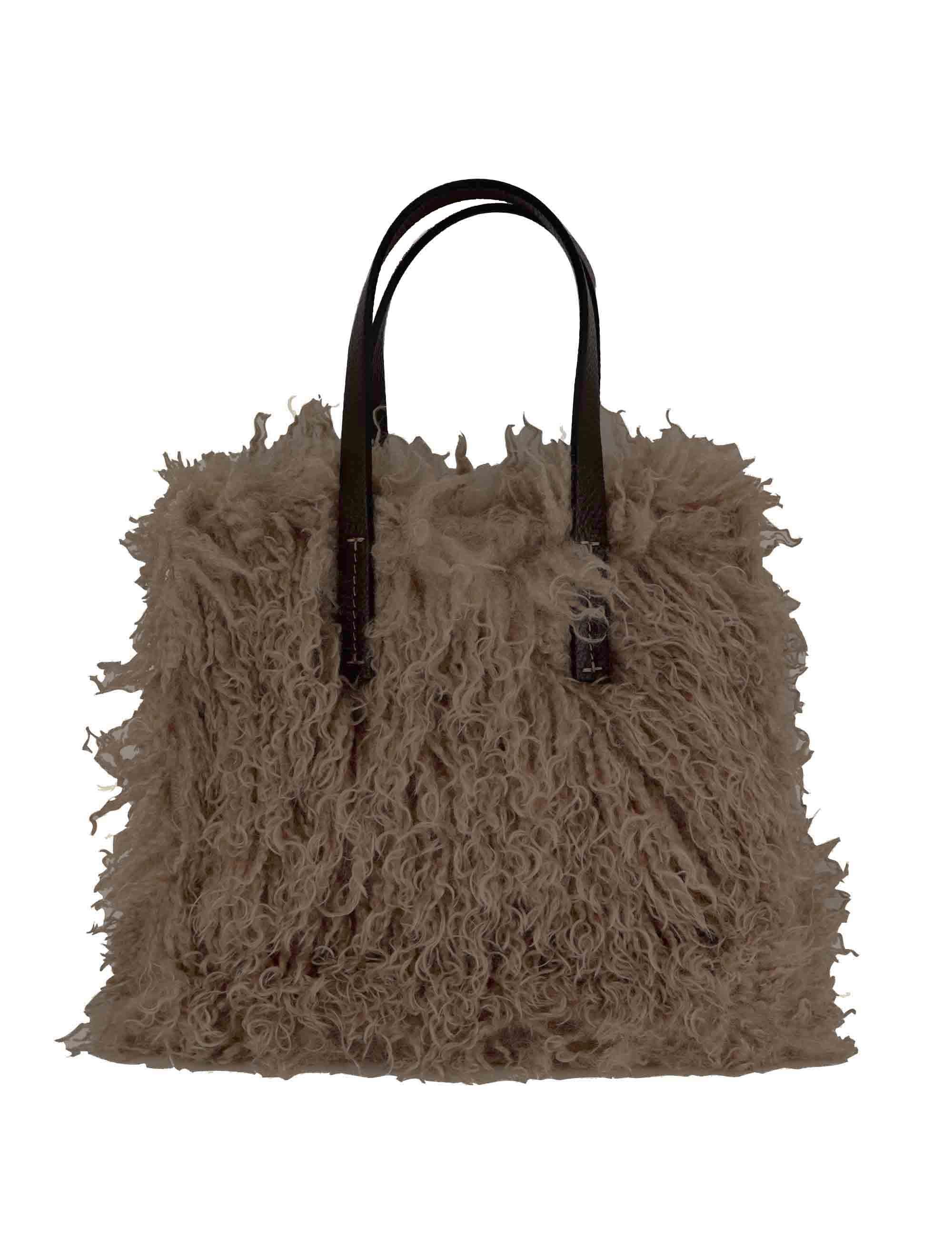 Tote bag in eco shearling marrone con tracolla Donna MEZZA UMILTA DYND MORO