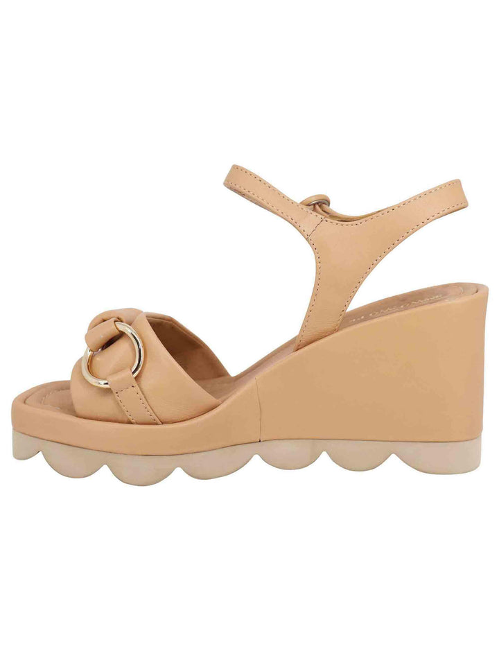 Sandali donna in pelle beige con zeppa alta e cinturino alla caviglia BH3405X 014 Bruno Premi 