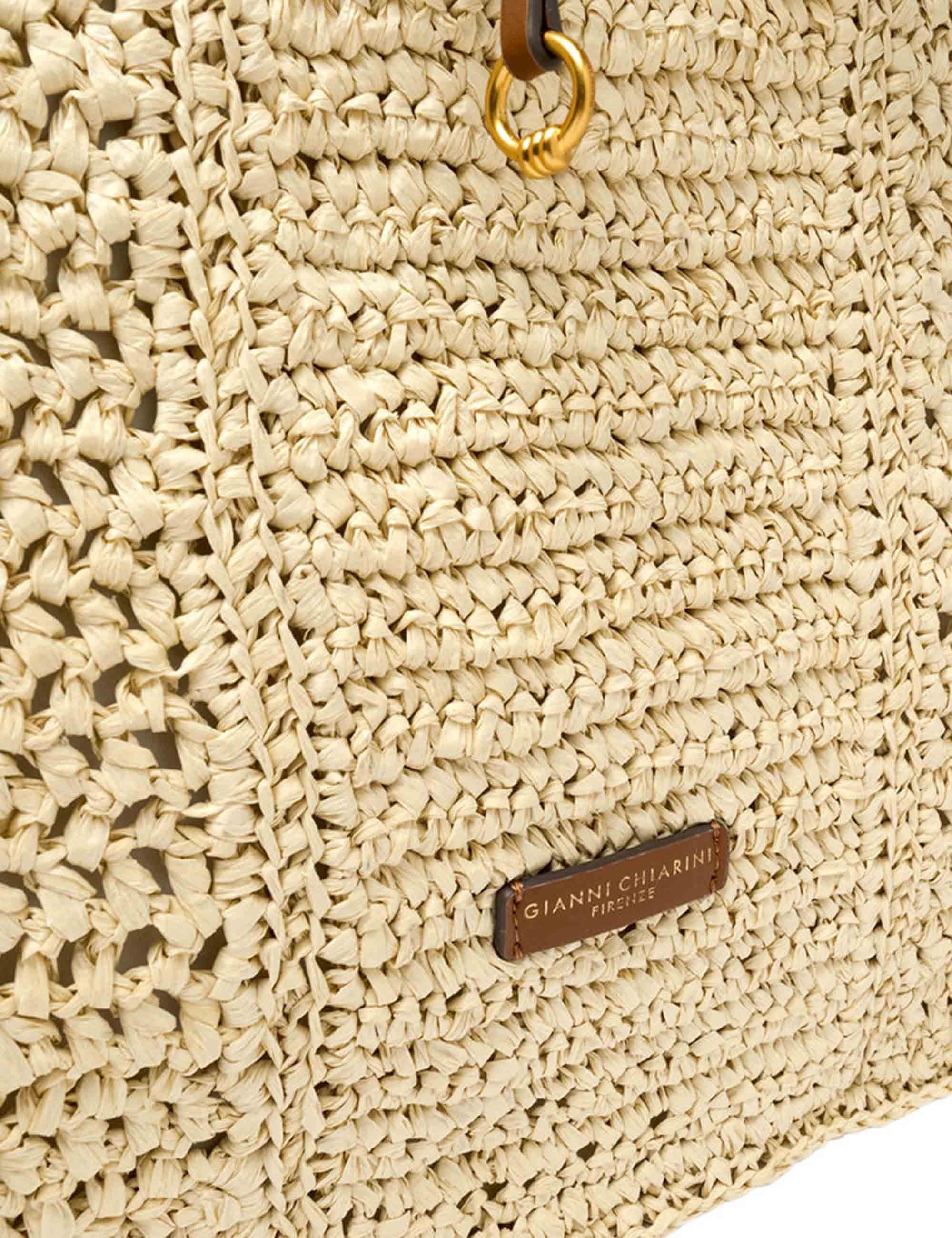 Borse Shopper donna Nefili in paglia naturale con manico e chiusura in pelle BS11955 COMM STR-CRCH 850 Gianni Chiarini 
