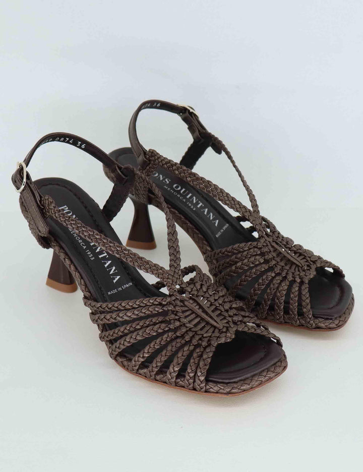 Slingback donna in pelle marrone con tacco alto 10874.000 M97 Pons Quintana 