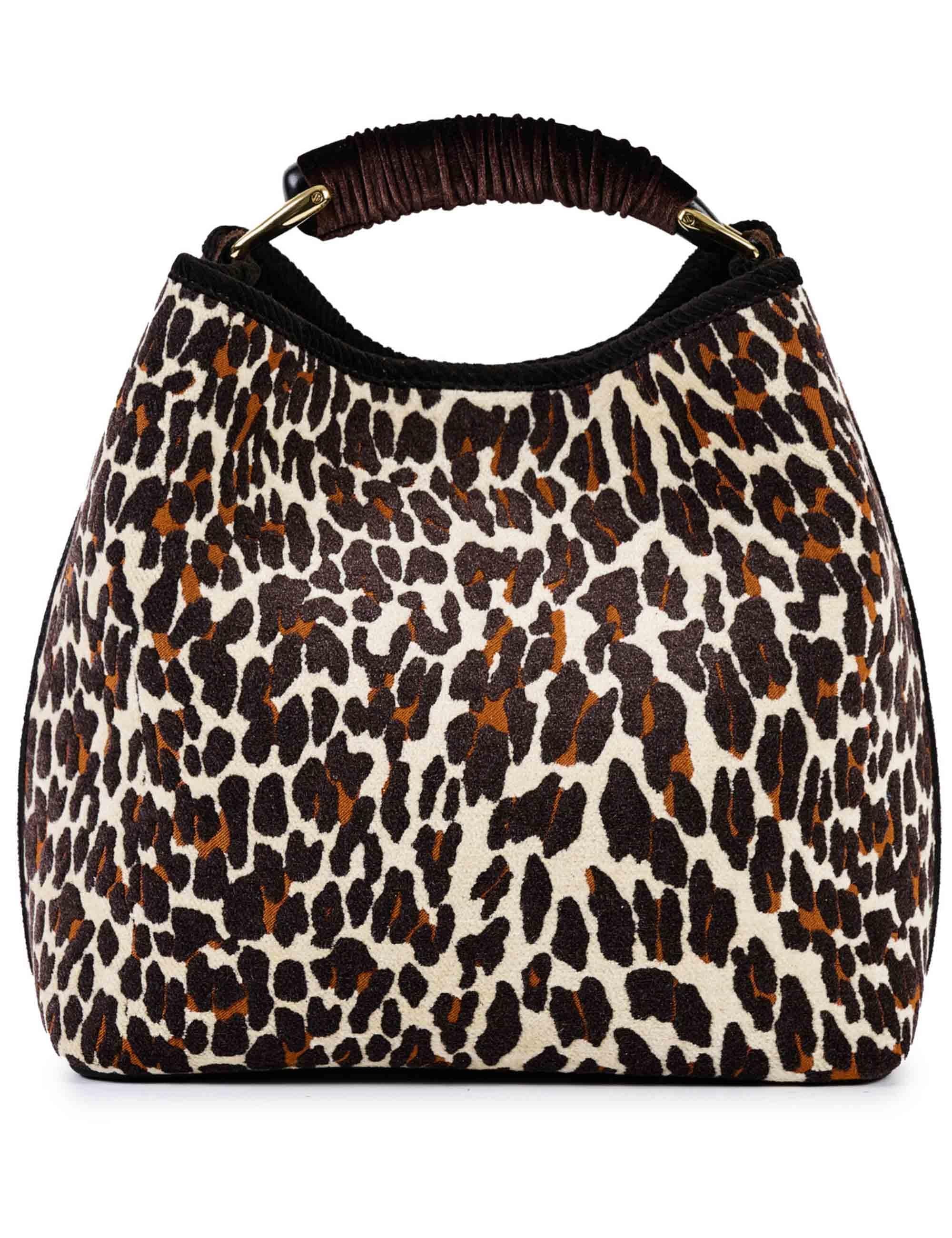 Borse donna in ciniglia jacquard animalier con tracolla e manico CORAL I01 Via Mail Bag 