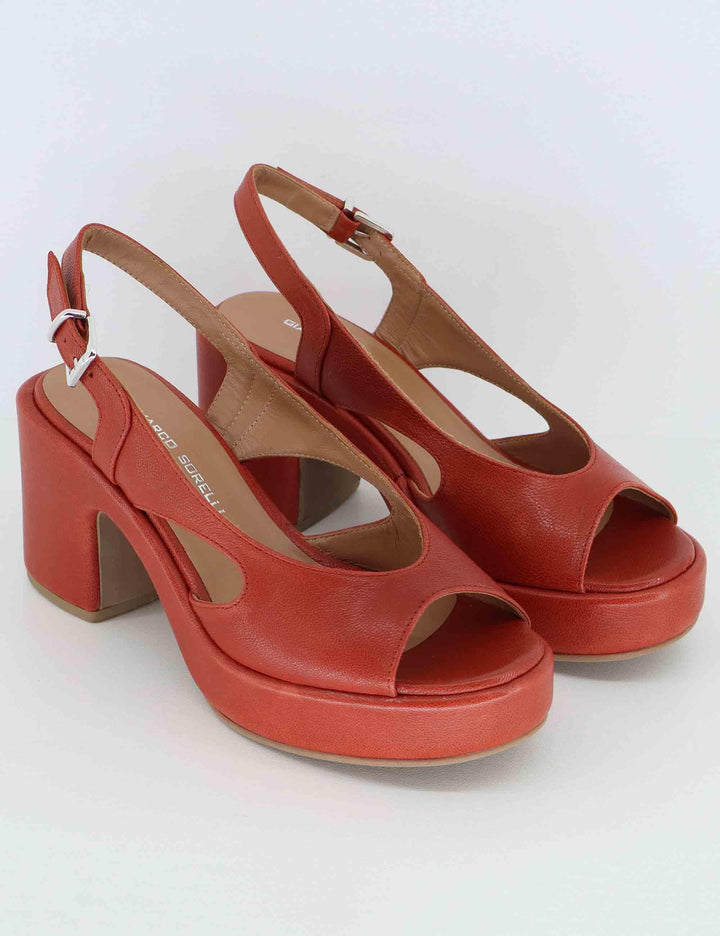 Sandali slingback donna in pelle rossa con zeppa 3020 3 Gianmarco Sorelli 