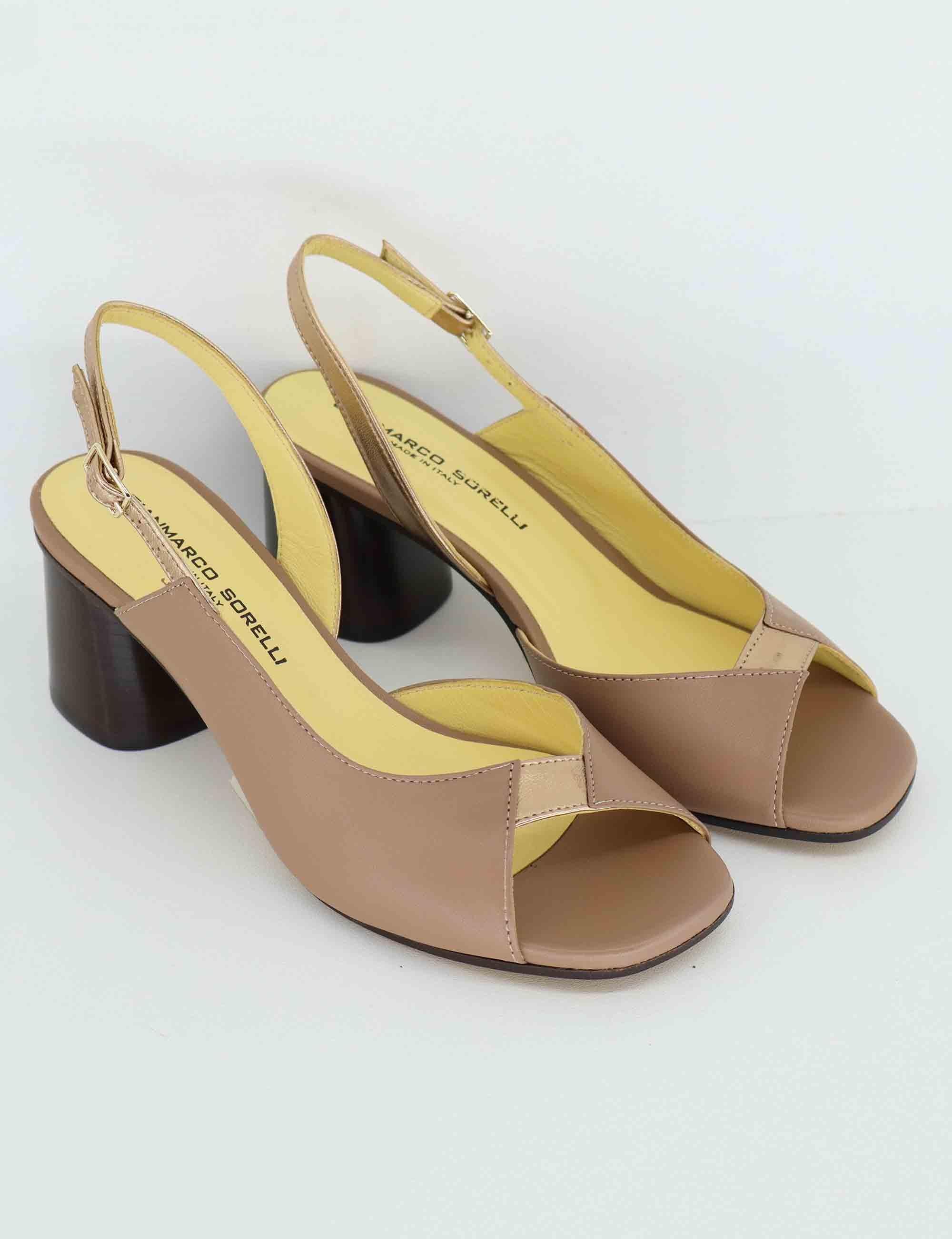 Sandali slingback donna in pelle cuoio tacco alto 3007 6 Gianmarco Sorelli 