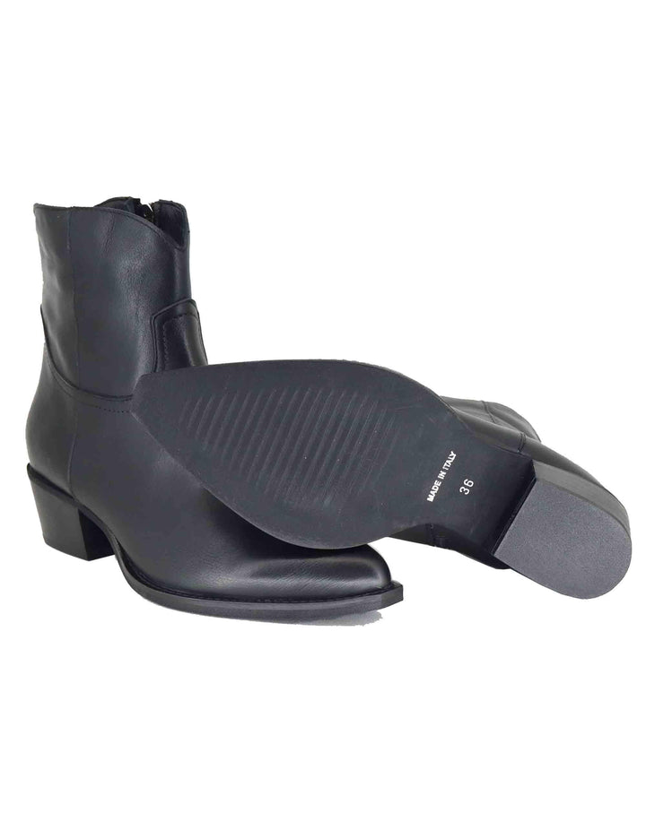 Stivaletti texani donna in pelle nera con punta a punta GOLD 1 001 Tattoo 