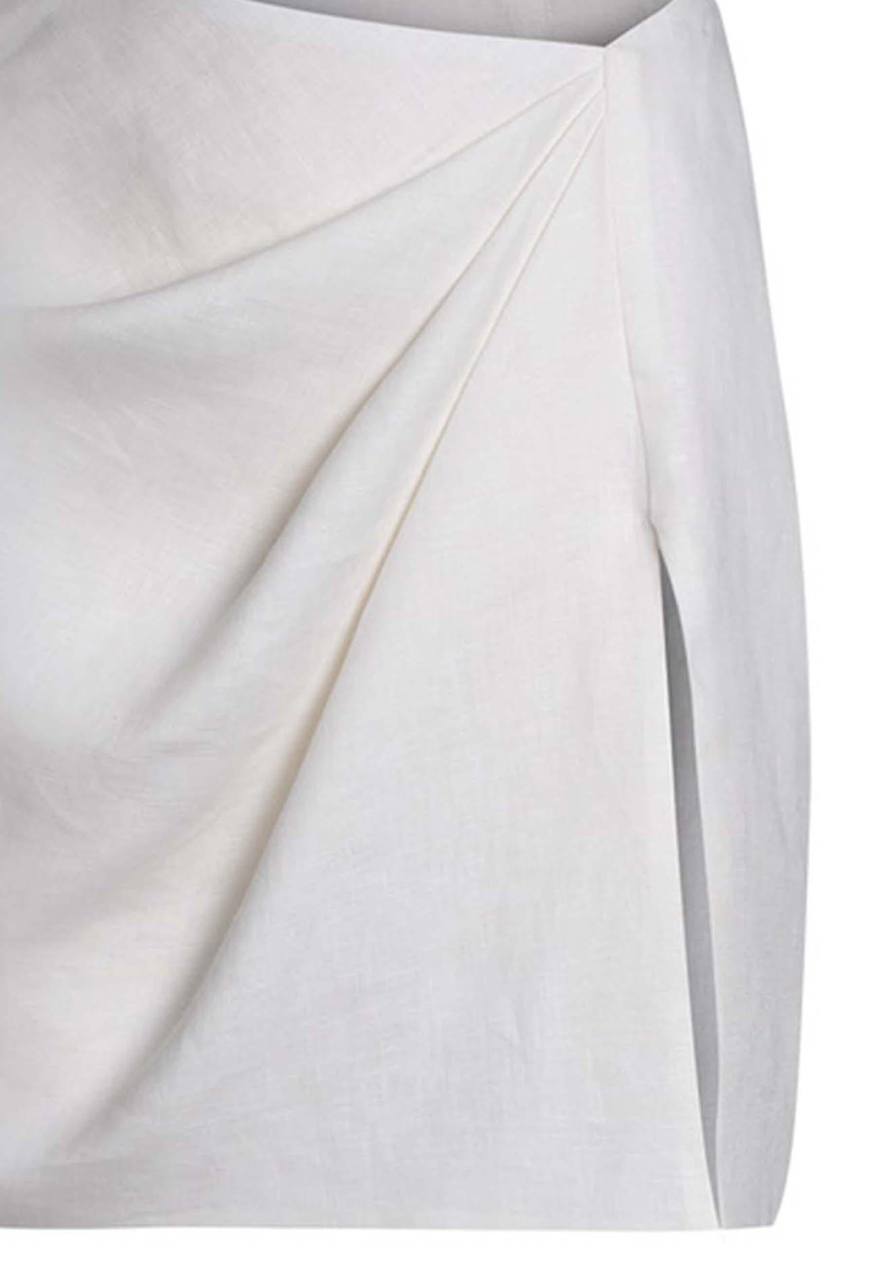 Mini gonna donna in lino bianco con spacco THE GEA LINUM 100 Nineminutes 