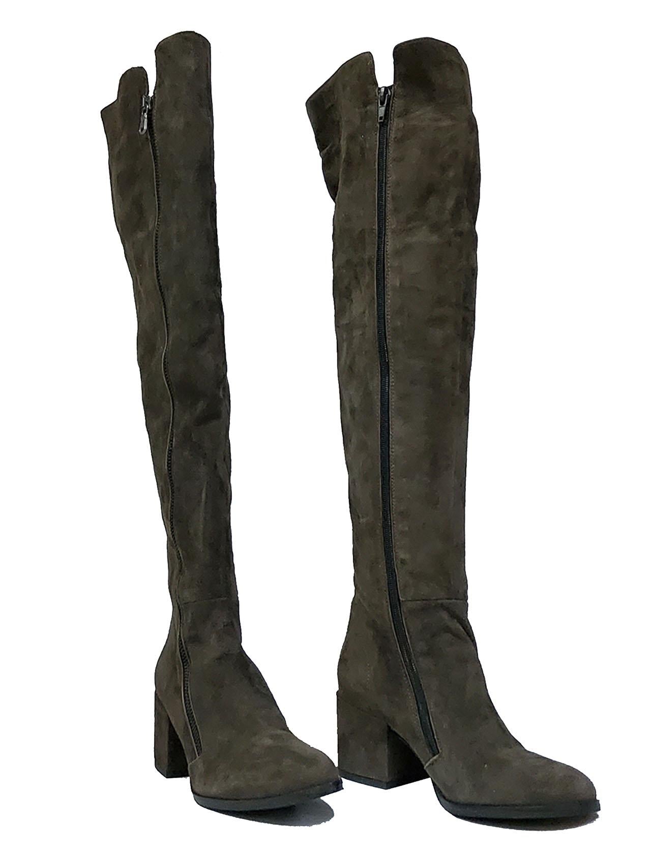 Stivali Donna in Camoscio Moro Doppia Zip IN48 MORO