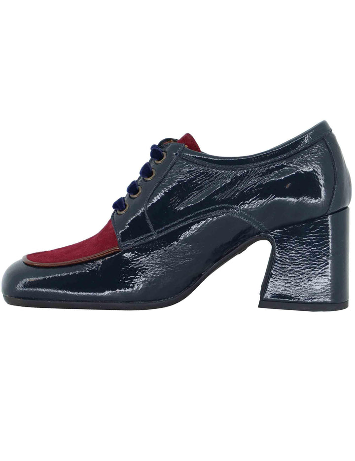 Stringate donna in pelle blu bicolore con tacco alto 5115Z 016 Les Venues 