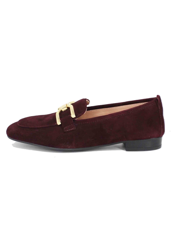 Mocassini donna in camoscio bordeaux con morsetto oro BAXTER KS GRAPE Unisa 