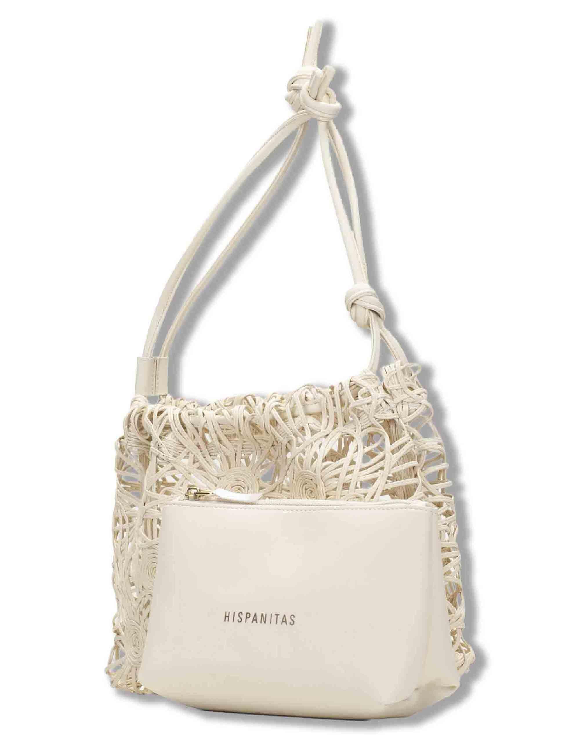 Borse donna con coulisse morbida tessuto tecnico off white con tasca interna BV264728 BUTTER Hispanitas 