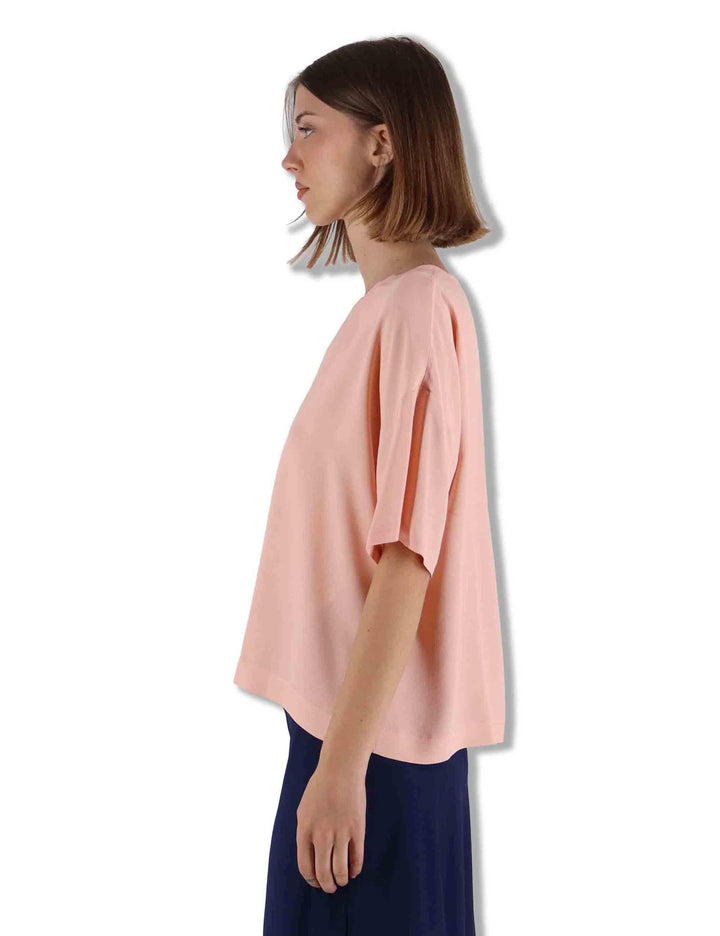 Camicie donna Fluid Crepe in misto seta rosa maniche a 3/4 JM440050672 32001 Maliparmi 