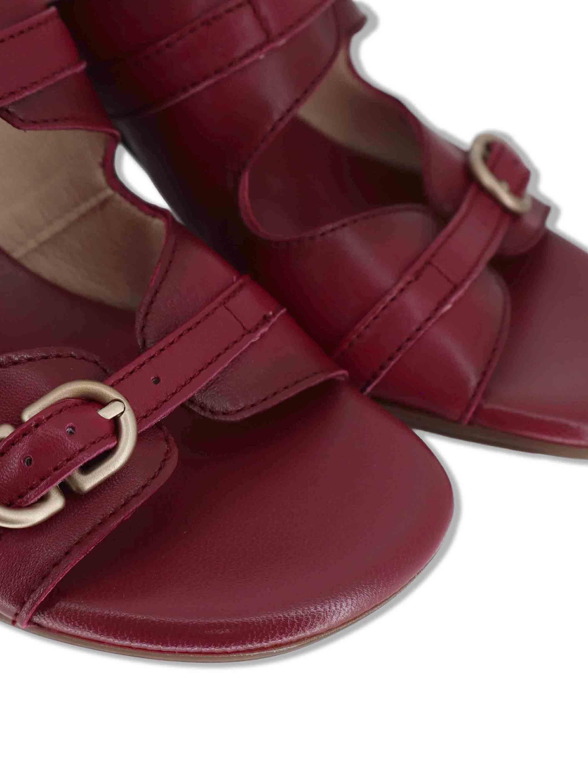 Sandali donna in pelle bordeaux con doppia fascia e tacco alto HV264803 CEREZA Hispanitas 