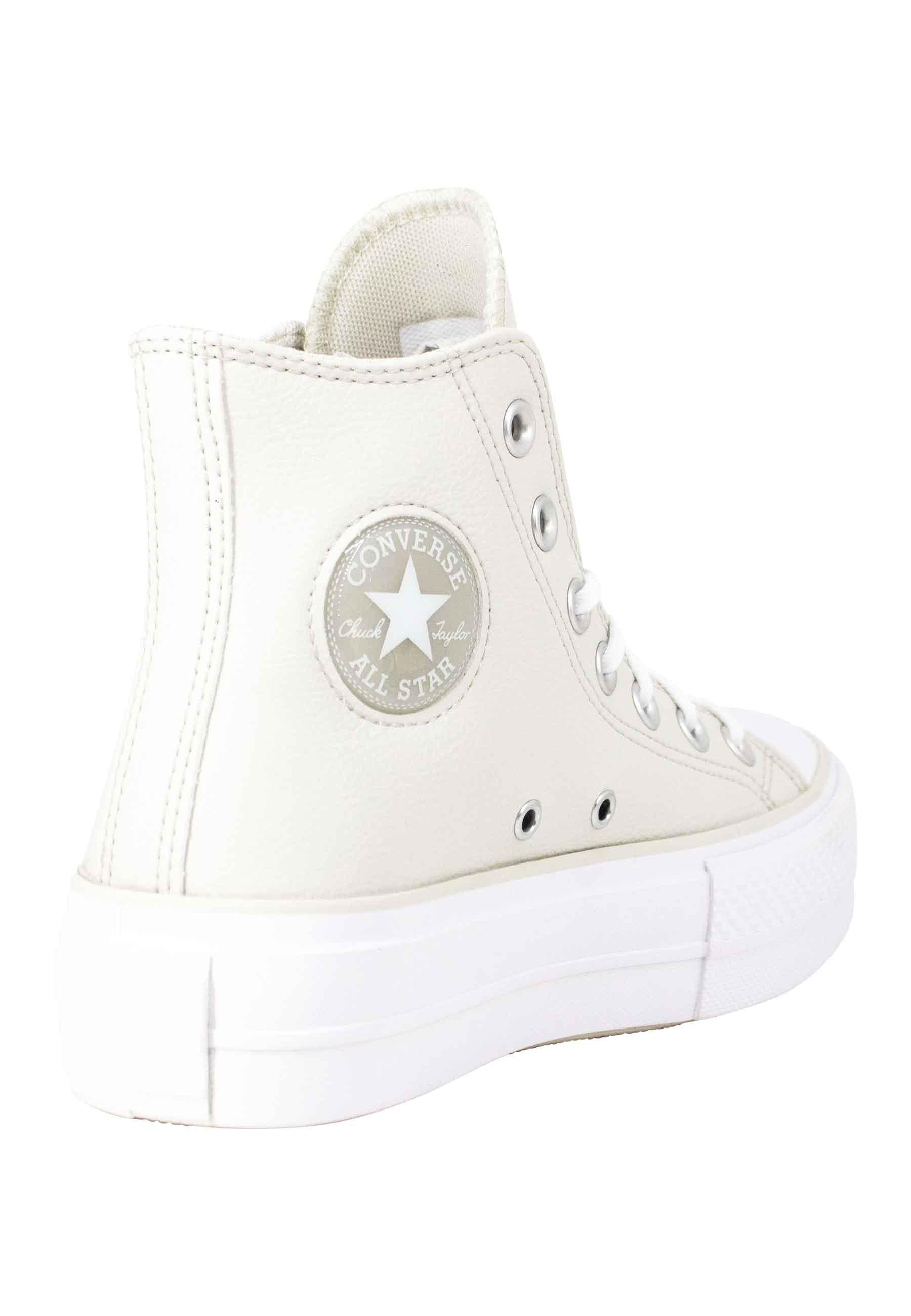 Sneakers donna Chuck Taylor Pearl Patchin pelle avorio fondo zeppa alto Chuck Taylor All Star Pearl Patch A00902C Converse 