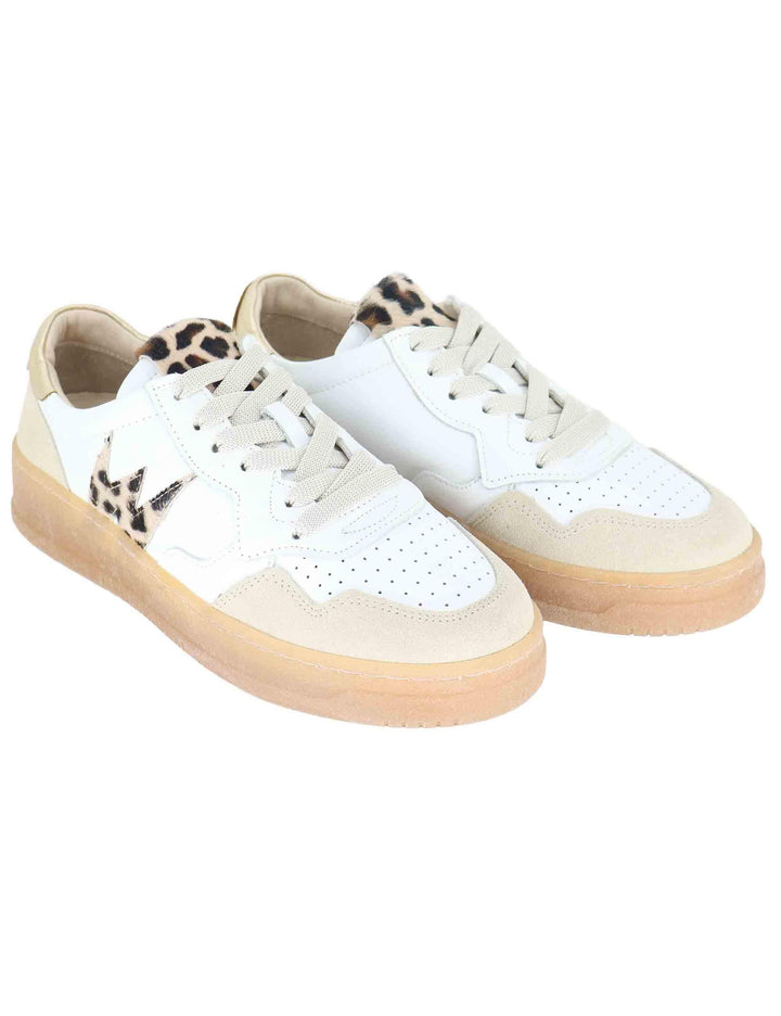 Sneakers donna in pelle off white con riporti in camoscio SP56529 100 Spatarella 