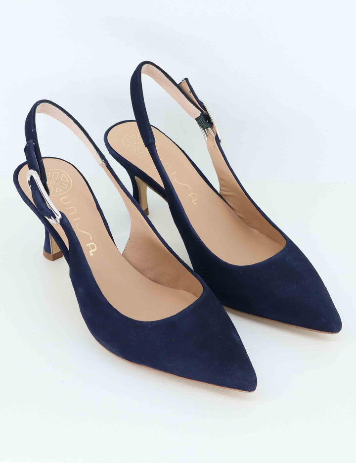 Decollete slingback donna in camoscio blu tacco alto LANZ KS_OCEAN Unisa 