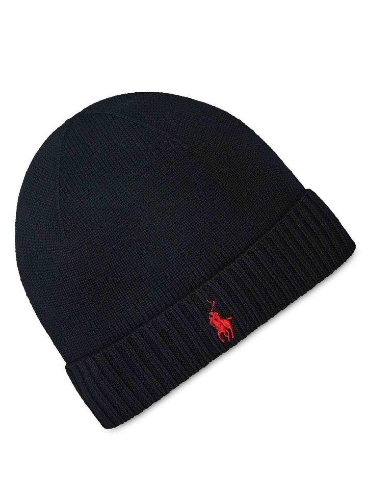 Cappelli in lana nera con logo cucito 710886137001 POLO BLACK Polo Ralph Lauren 