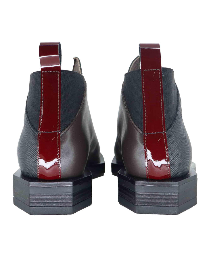 Stivaletti donna in pelle nera e marrone tacco basso G36A 5 Le Bohemien 