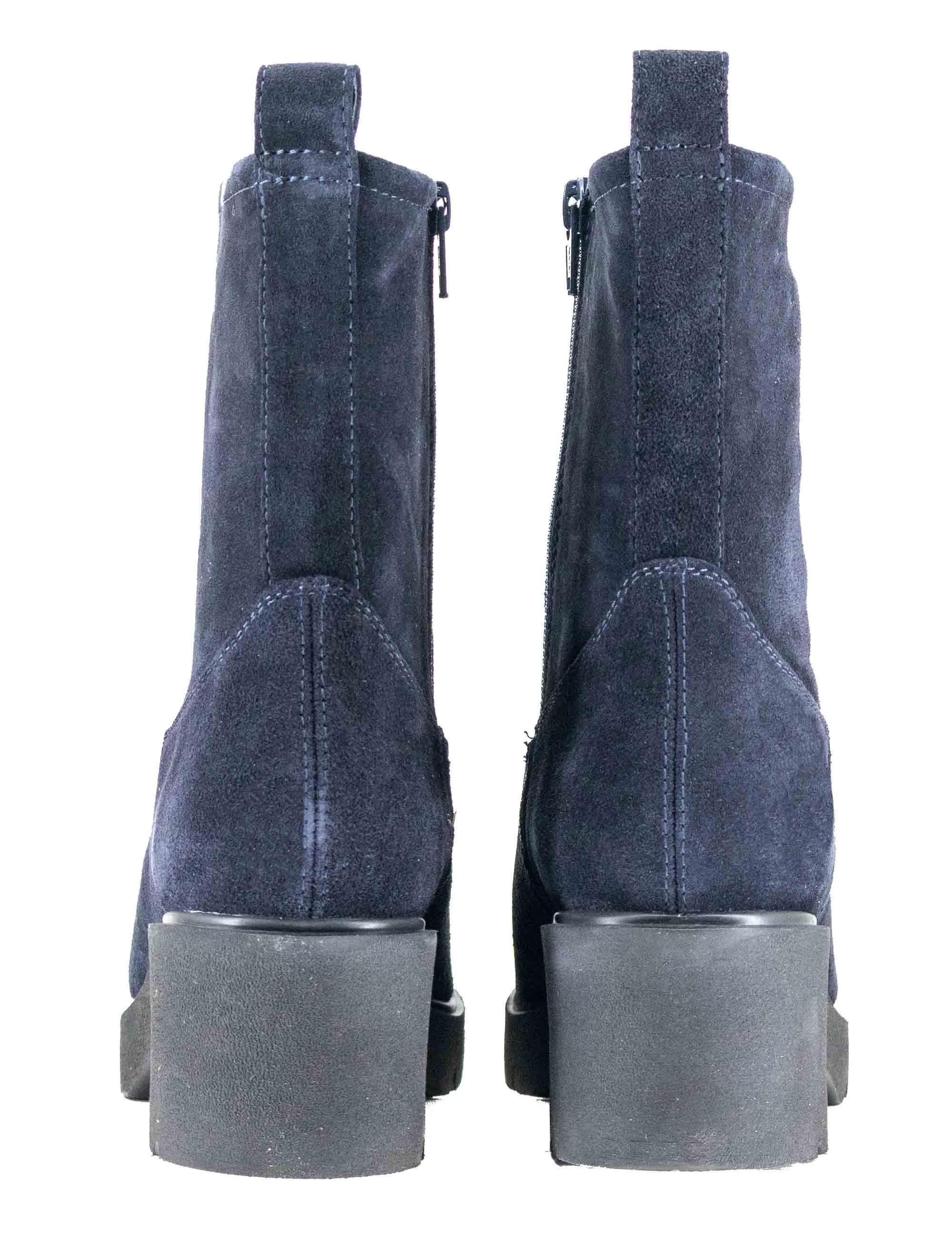 Stivaletti donna in camoscio blu con suola in gomma JAVITO BS NAVY Unisa 