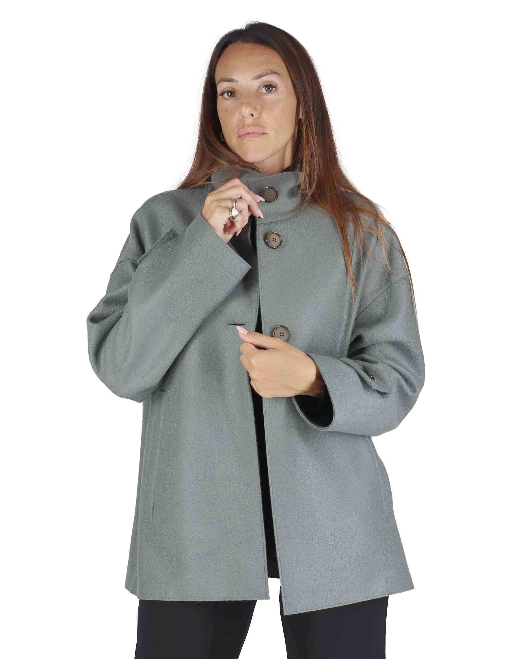 Giacconi Overbeck in lana grigia con bottone Donna 51260053 E103