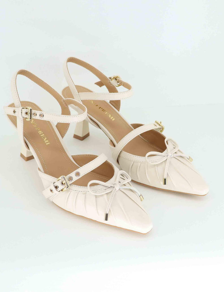Slingback donna in pelle avorio con tacco alto BL0407X 015 Bruno Premi 