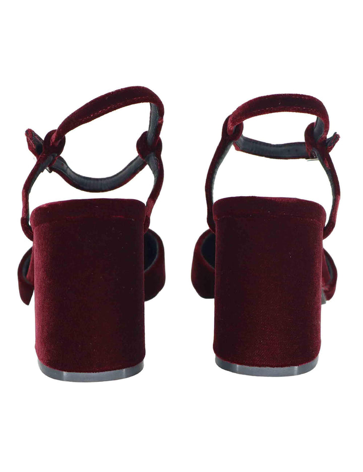 Decollete donna in velluto bordeaux con tacco alto e cinturino alla caviglia 693Z70VK 40 Bibi Lou 