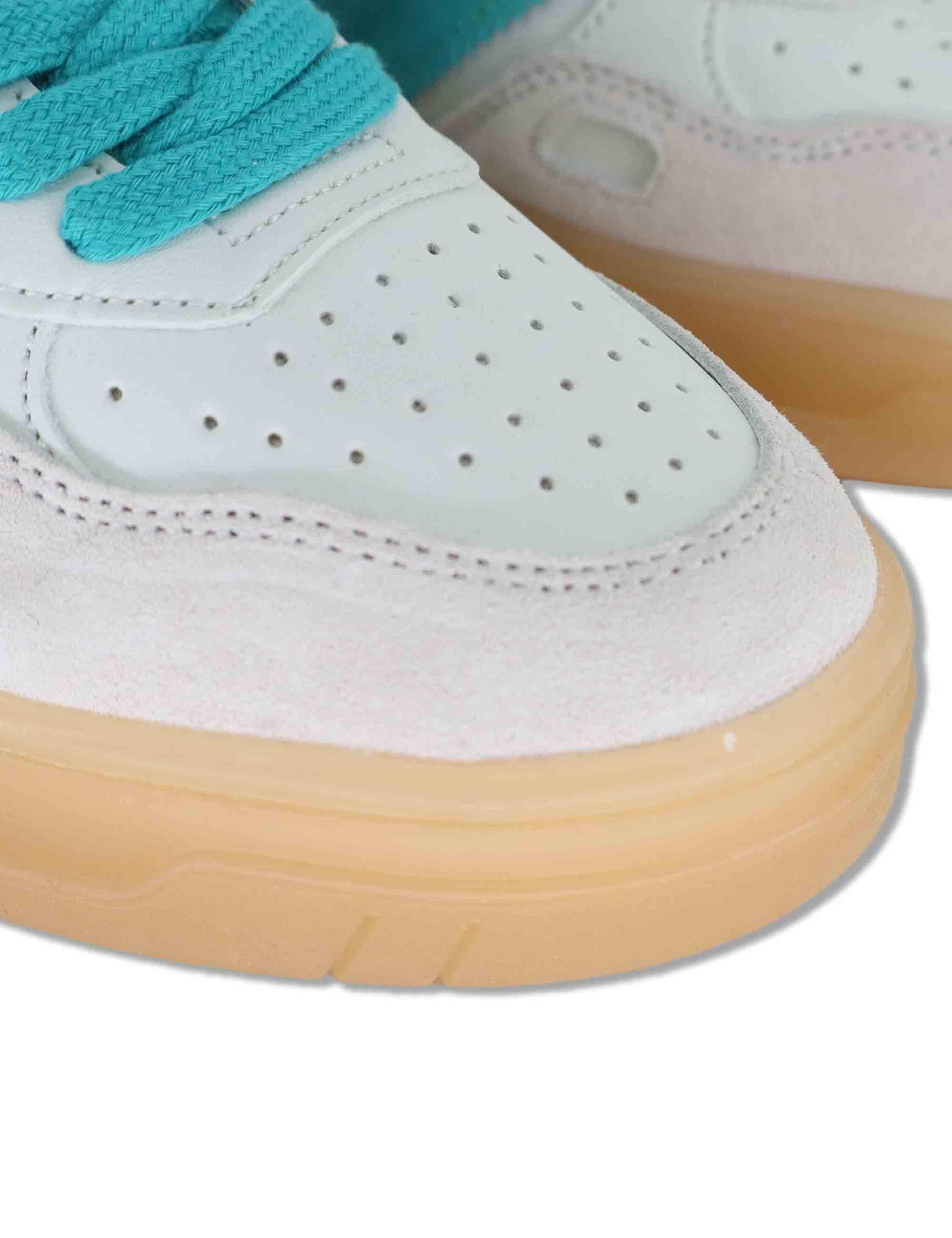 Sneakers donna Seul in pelle bianca con logo turchese e suola ambra 1257129 31_Turquesa Victoria 