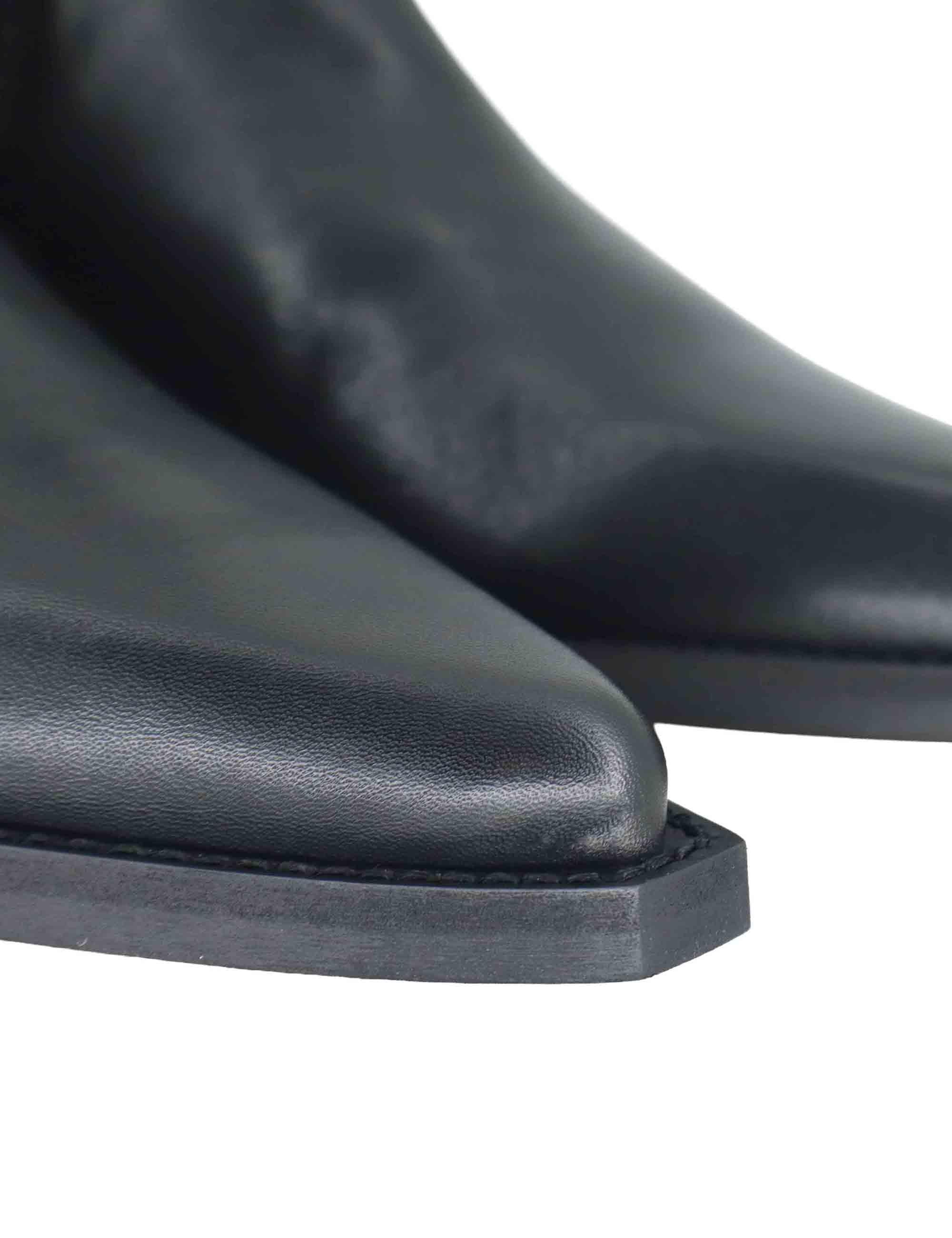 Stivaletti texani donna in pelle nera con tacco messicano e punta a punta 803T08AA 03 Bibi Lou 