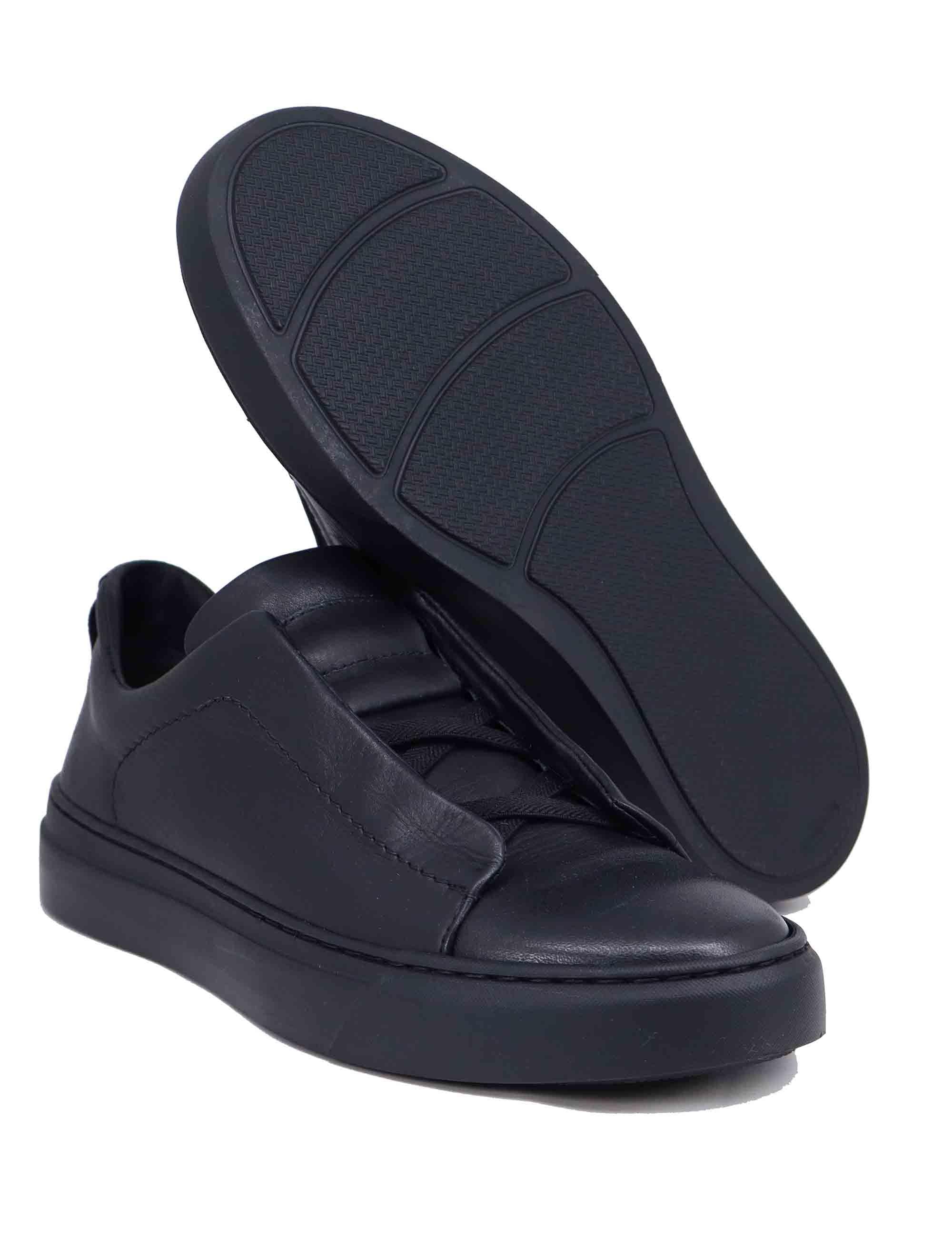 Sneakers uomo in pelle nera con elastici SP8460 001 Spatarella 