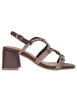 Women's Brown Leather Quail Slingback Sandals with Rhinestones 958Z00HG 90-MARRON