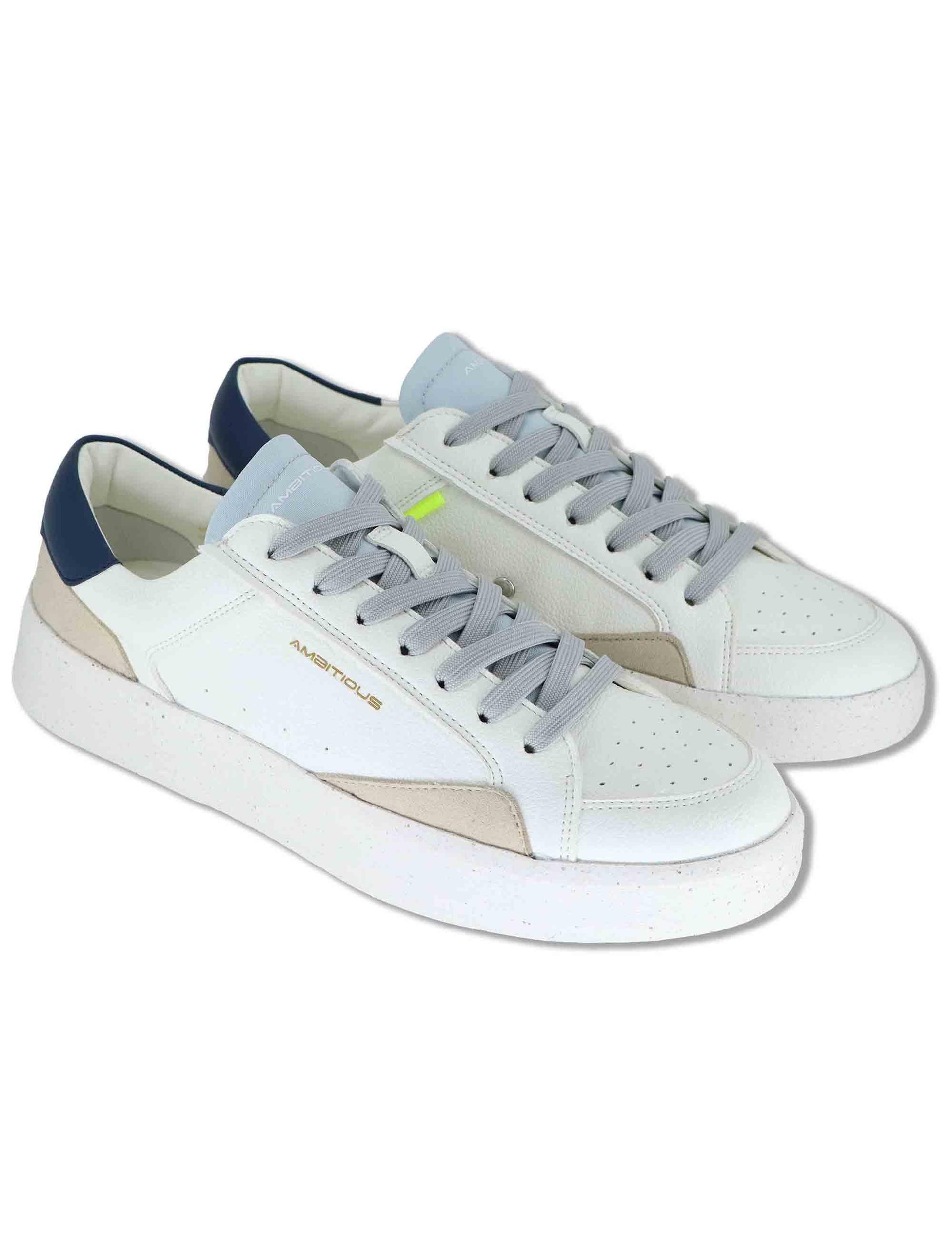 Sneakers uomo Brixton in pelle bianca con suola alta in gomma eco-light 14323 T4748AM Ambitious 