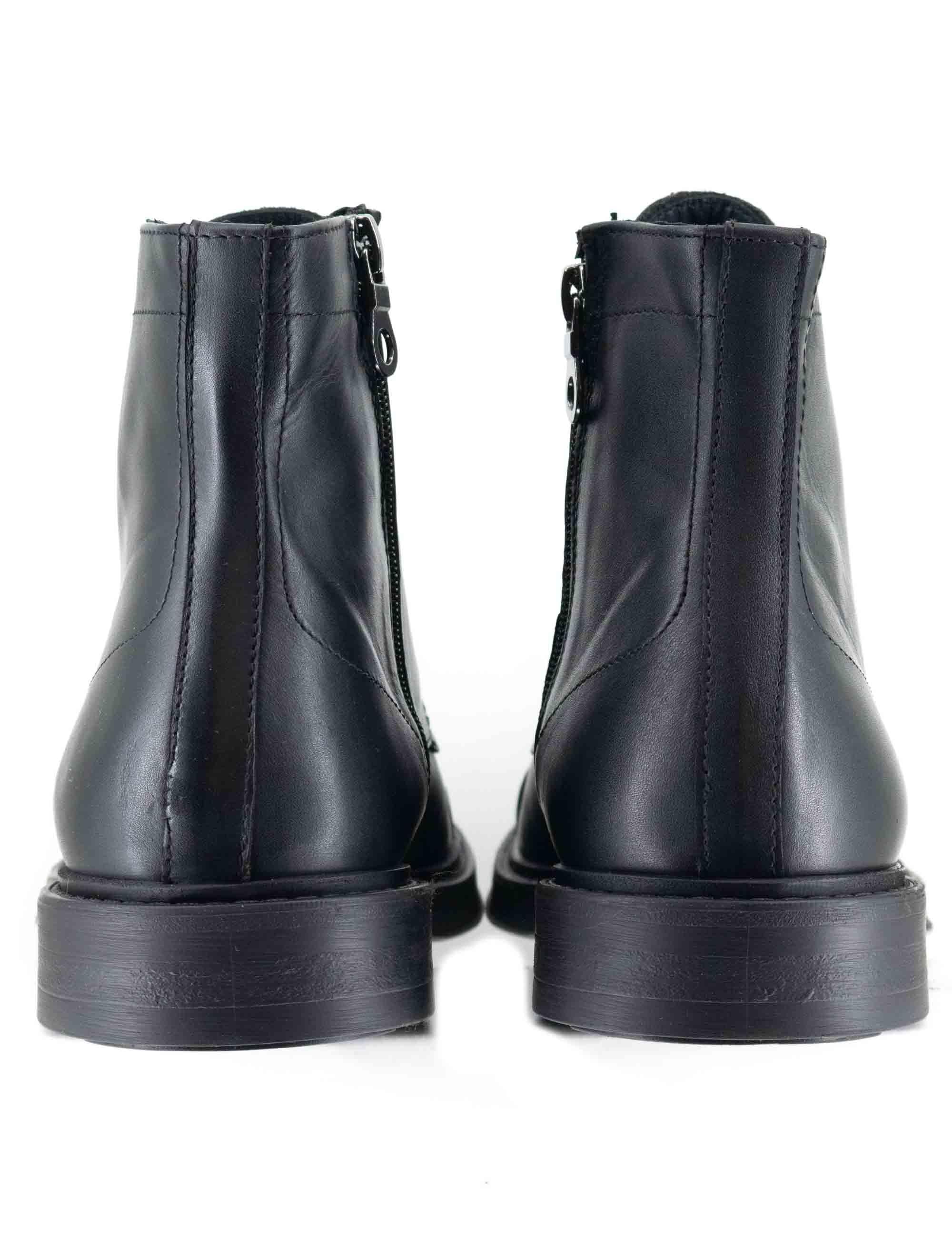 Stivaletti stringati uomo in pelle nera con suola in gomma cucita SP2968 001 Spatarella 