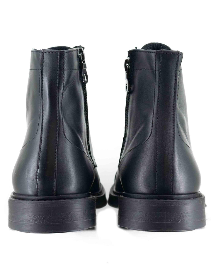 Stivaletti stringati uomo in pelle nera con suola in gomma cucita SP2968 001 Spatarella 