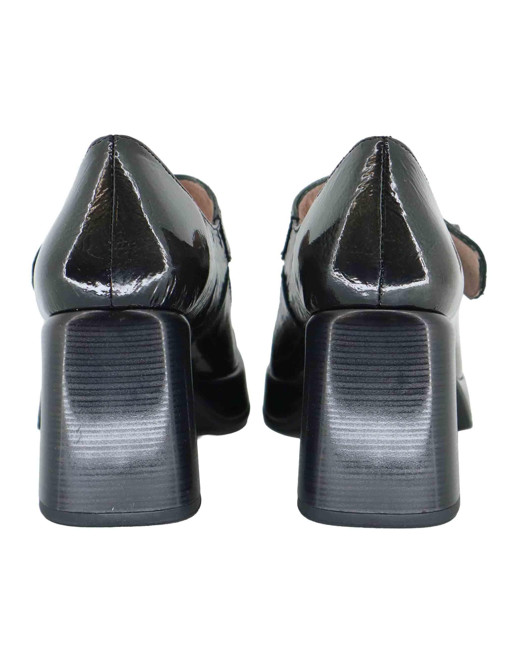 Decollete donna in pelle grigia con cinturino e tacco alto HI254305 C001 Hispanitas 