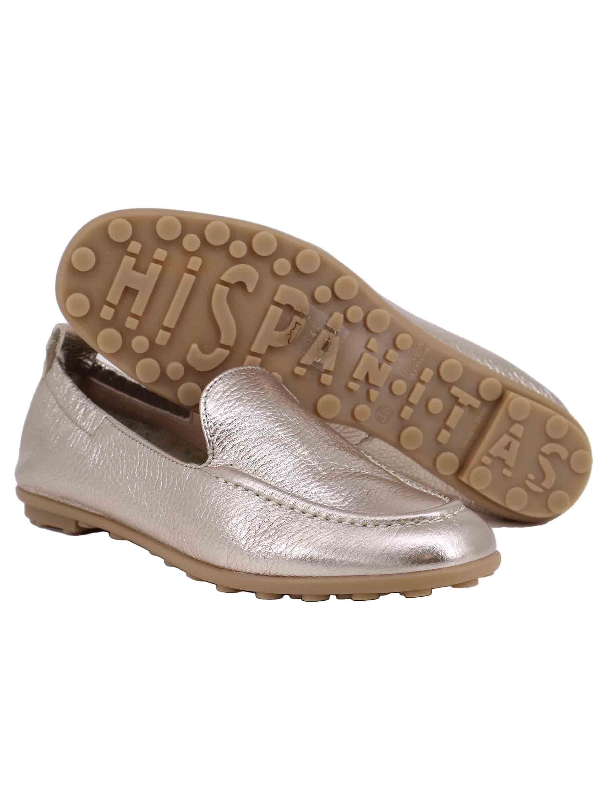 Mocassini donna in pelle laminata platino con suola in gomma HV253177 C006 Hispanitas 