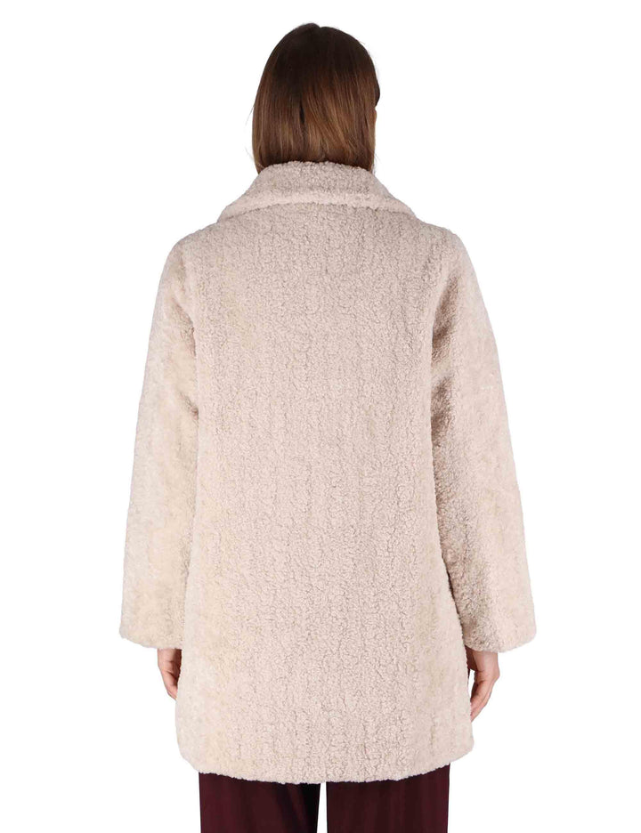 Cappotti teddy reversibili donna in eco beige con bottoni SP25271 CREAM Spatarella 