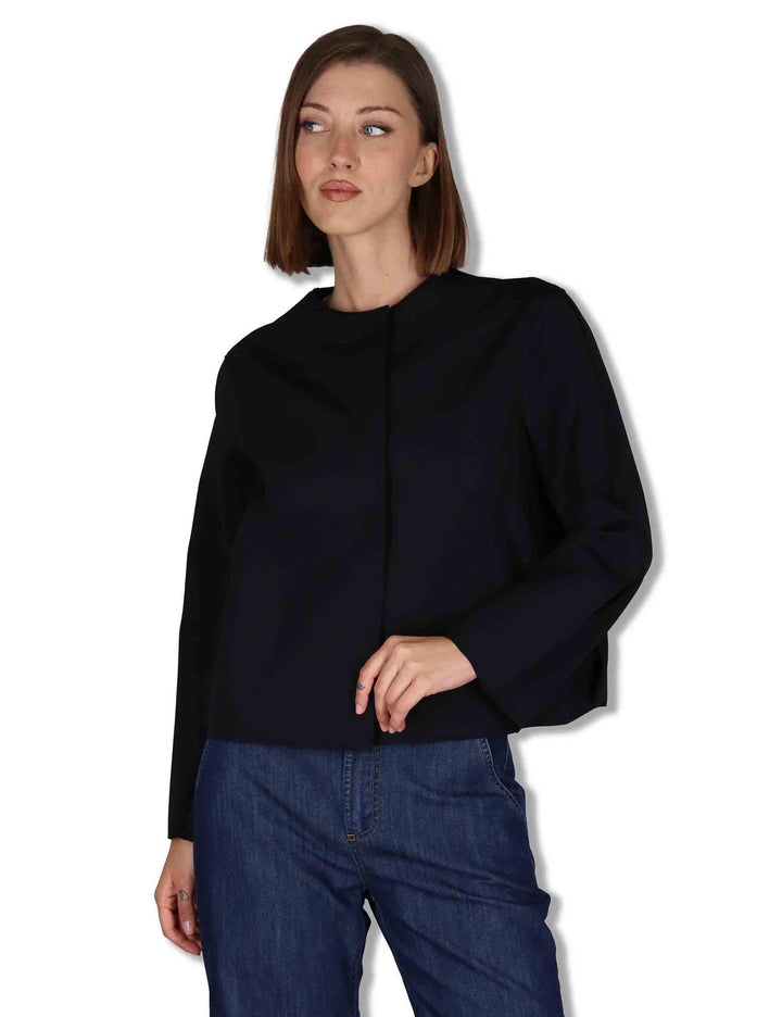 Giubbini donna in tessuto stretch nero con bottoni a scomparsa 50260008 017 Ewooluzione 