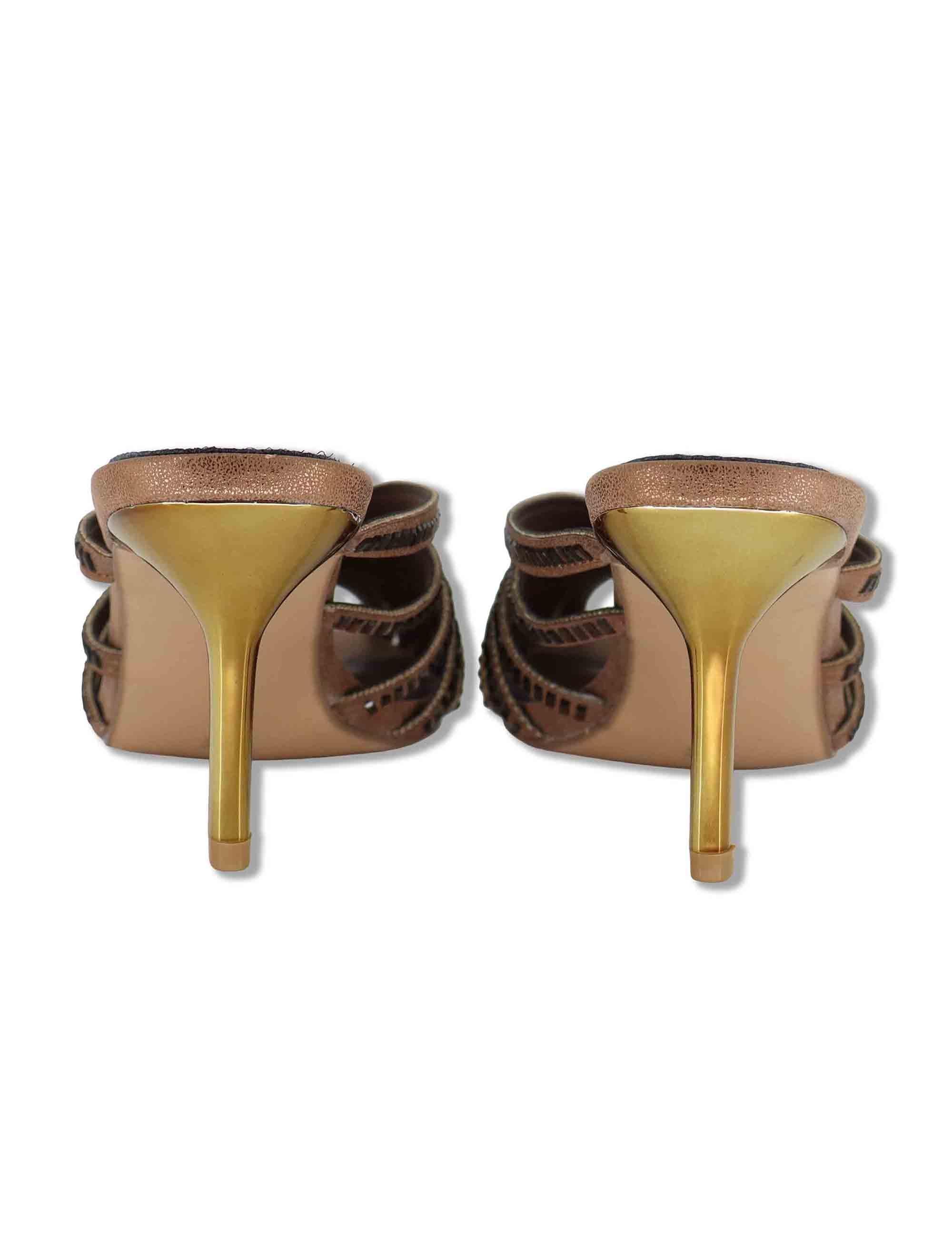 Sandali donna in tessuto e strass bronzo con tacco alto oro SUSANA-566 512-6 Exe 