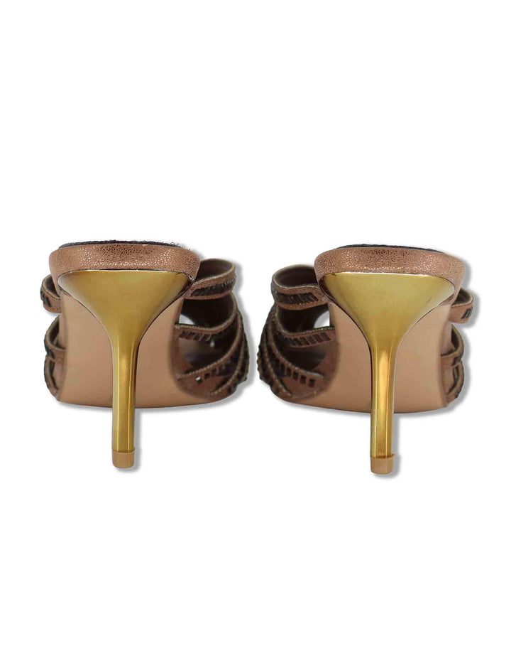 Sandali donna in tessuto e strass bronzo con tacco alto oro SUSANA-566 512-6 Exe 