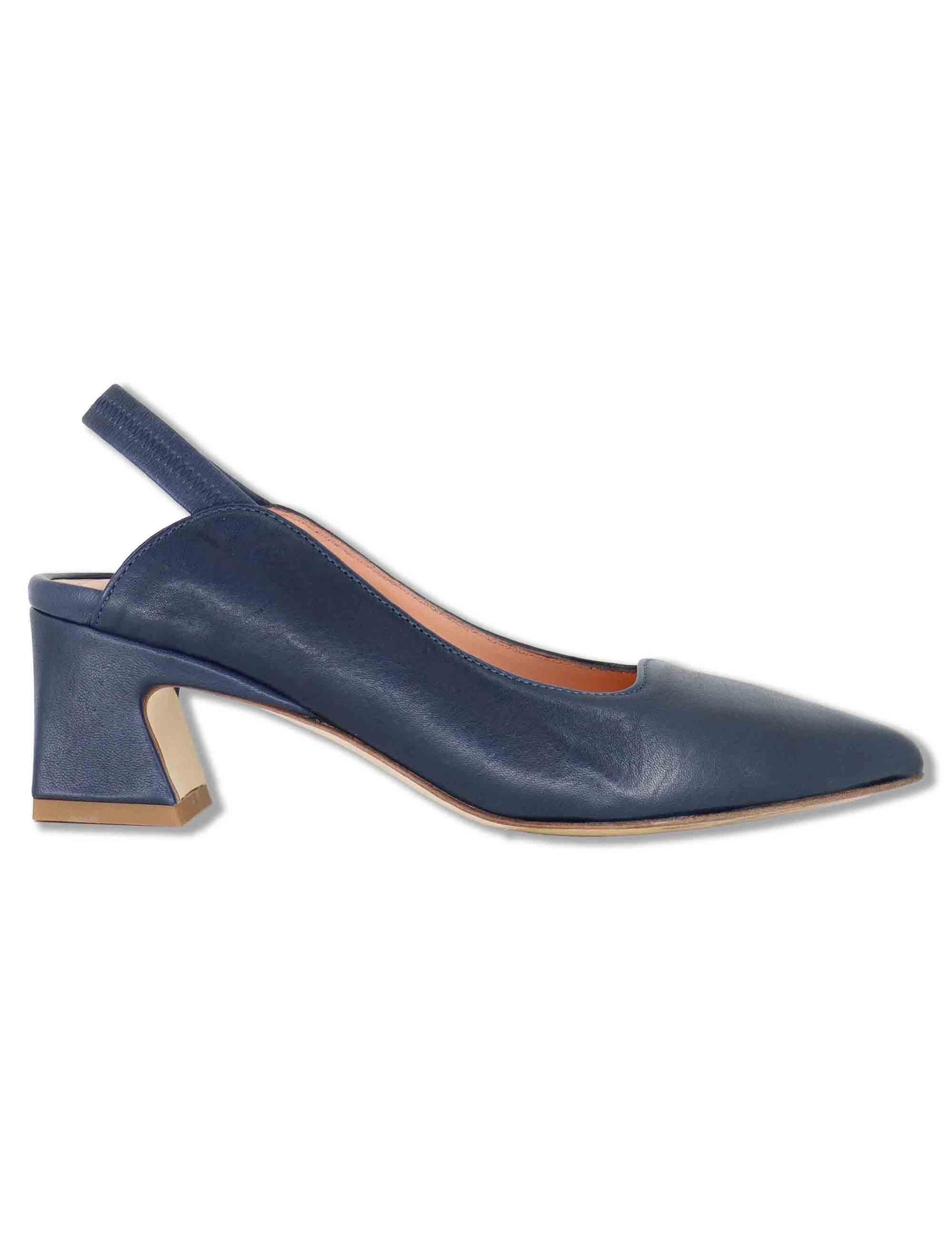 Décolletés slingback donna in pelle blu con cinturino elastico e tacco 5 cm SP2047 002 Spatarella 