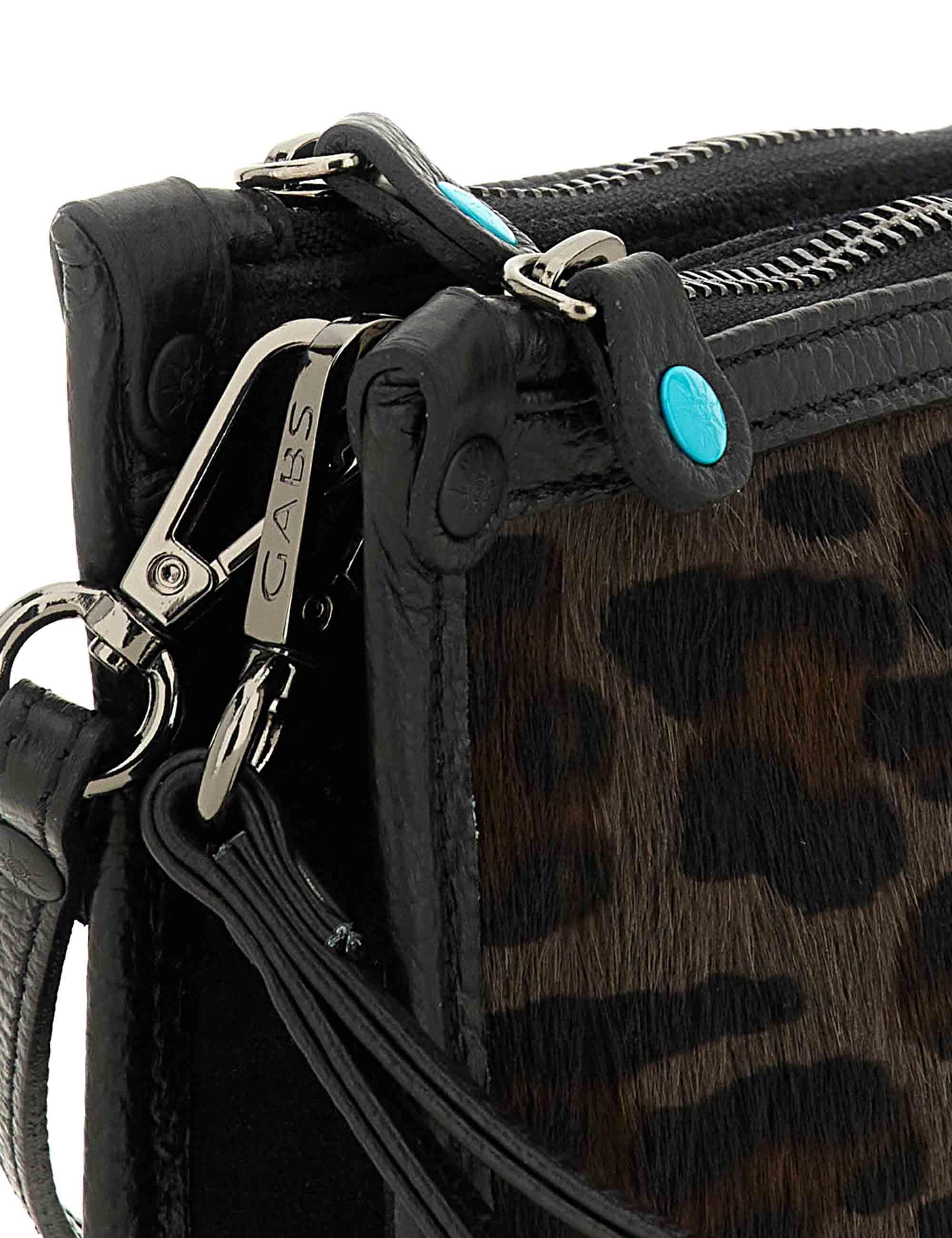 Borse a tracolla donna in pelle nera e cavallino animalier con tracolla G011860T1 X2428 F1574 Gabs 
