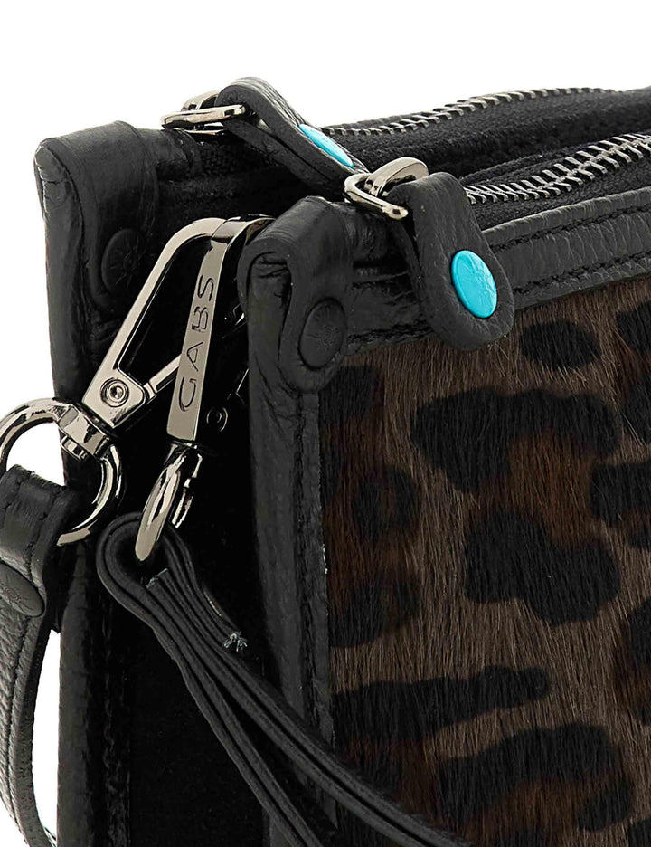 Borse a tracolla donna in pelle nera e cavallino animalier con tracolla G011860T1 X2428 F1574 Gabs 