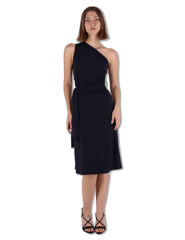 Abiti donna Soft in jersey nero monospalla con fusciacca JF671570210 20000 Maliparmi 