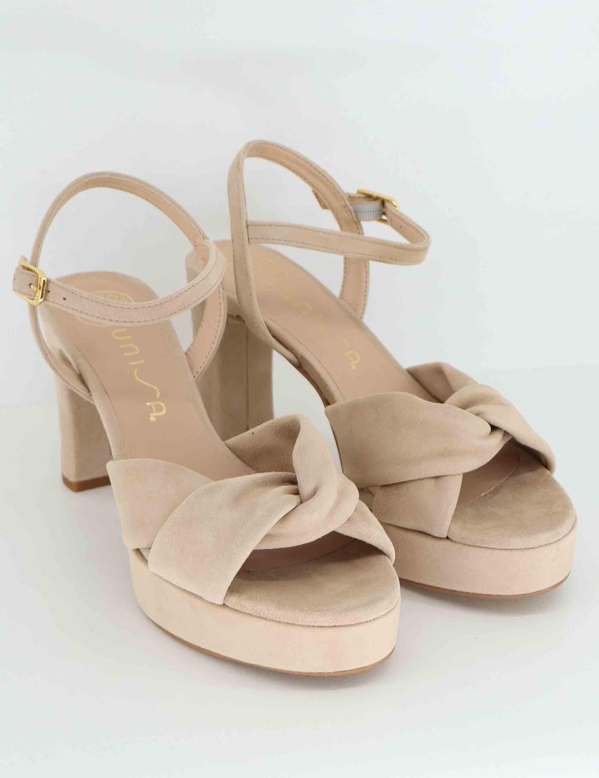Sandali donna in camoscio nude tacco alto e plateau ONOA KS_SKIN Unisa 