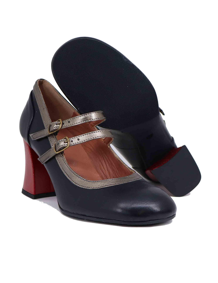 Decollete donna in pelle nera tacco alto G803Z 001 Les Venues 