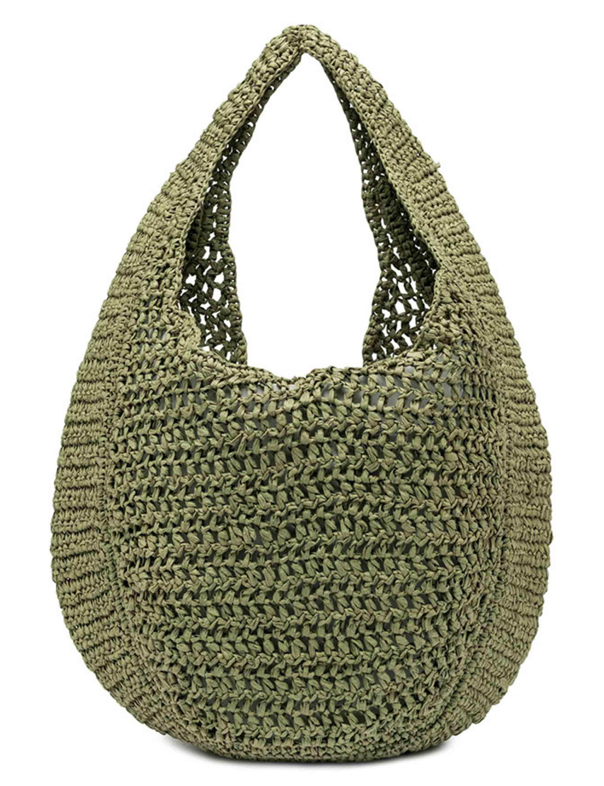 Borse donna Nefeli monospalla in paglia verde con chiusura cordoncino BS11954 COMM STR-CRCH 11730 Gianni Chiarini 