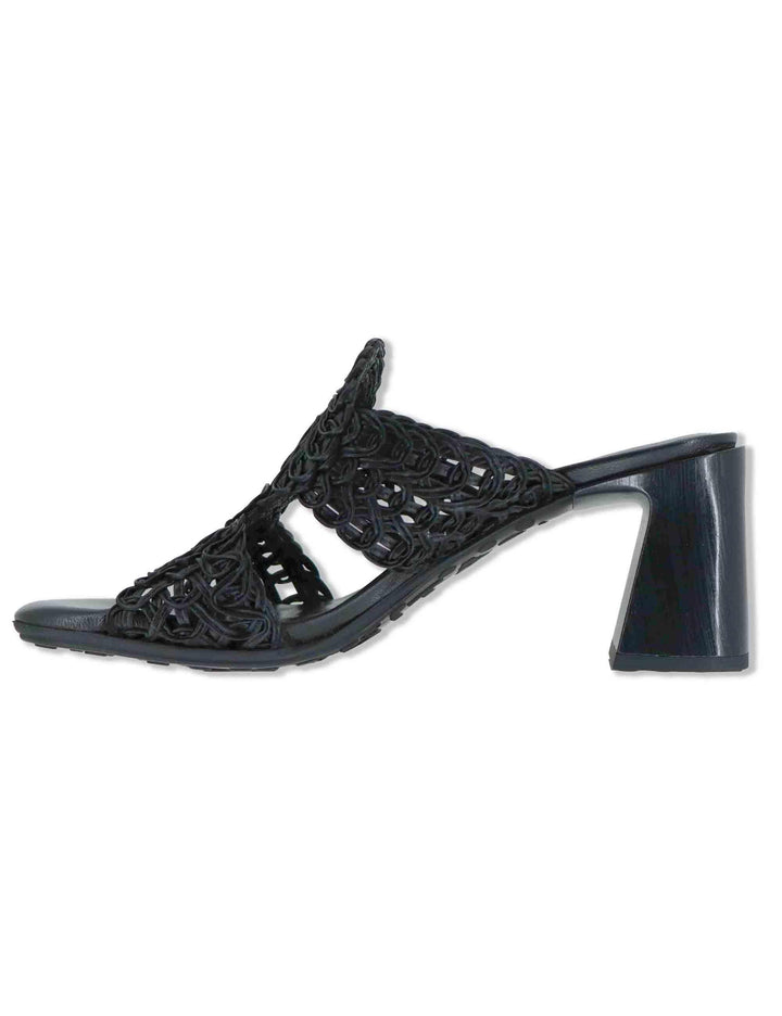 Sandali donna in pelle nera ricamo effetto pizzo con taccco alto HV264792 BLACK Hispanitas 